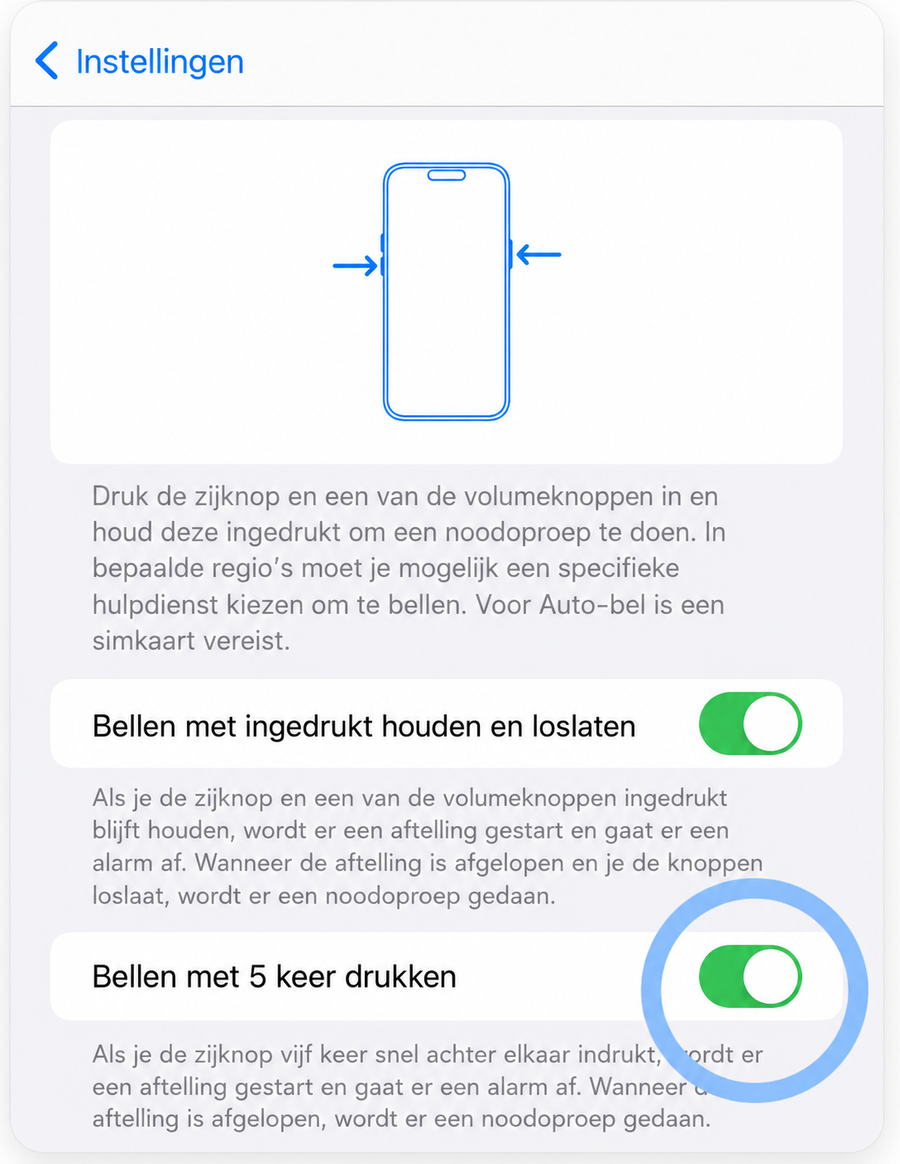 Stap 2 — Stel Nood-SOS in